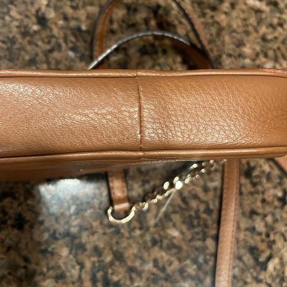 MICHAEL KORS TAN BROWN LEATHER CHAIN- LINK MINI CROSS-BODY BAG - Picture 4 of 6